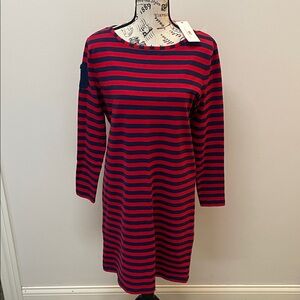 Vineyard Vines Red and Navy Striped Long Sleeve Dress 190